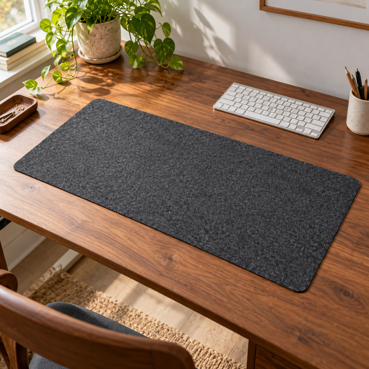 Schreibtischunterlage aus Polyesterfilz, anthrazit, 80 × 40 cm