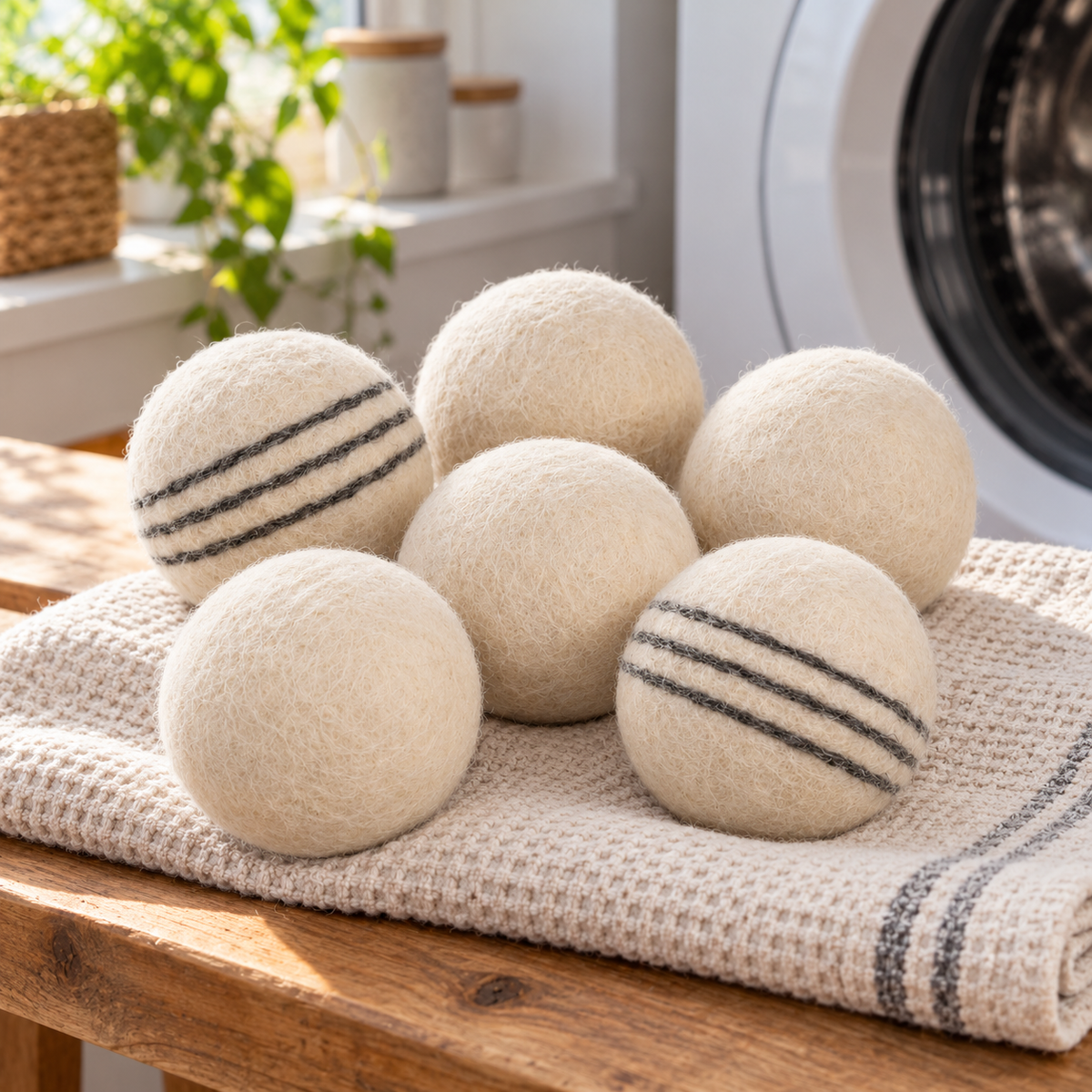 Wolltrocknerbälle aus 100 % Wolle, 6er-Set, ca. 7 cm