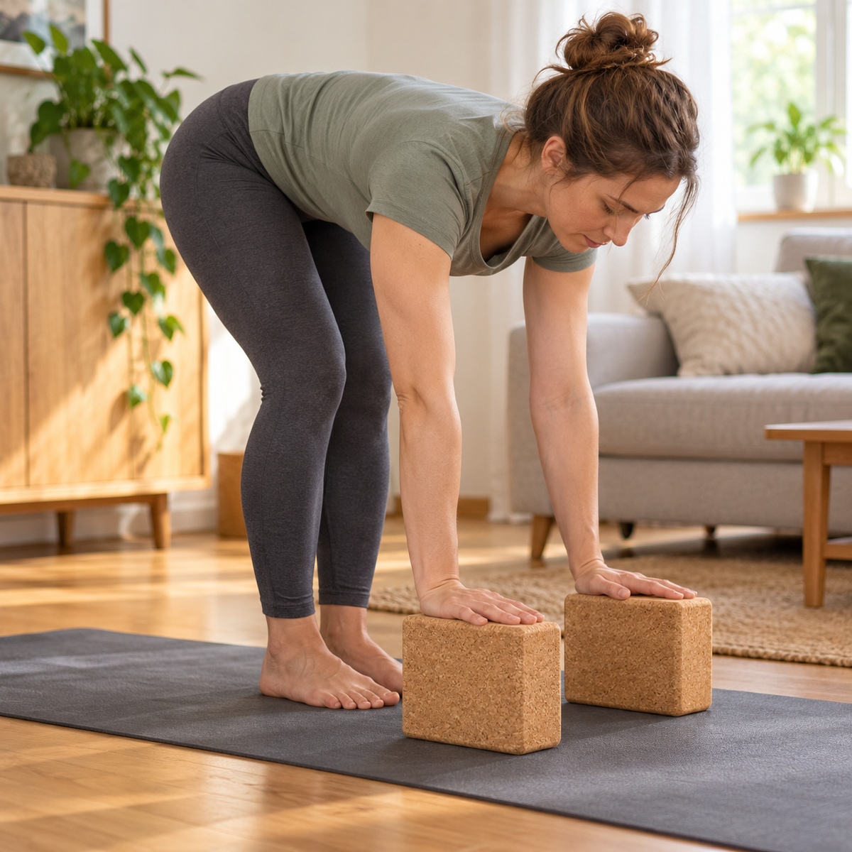 Yogablöcke aus Kork mit abgerundeten Kanten, 2er-Set
